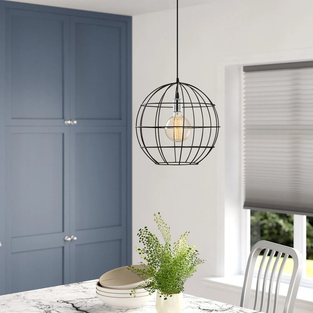 Candeeiro de Teto Tel – Preto – Diâmetro 40 cm, Altura 136 cm