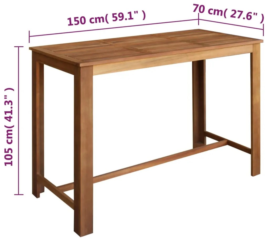Conjunto mesa e bancos de bar 7 pcs madeira de acácia maciça