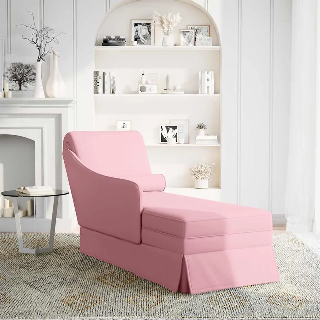 Chaise lounge c/ reforço/apoio de braços direito veludo rosa