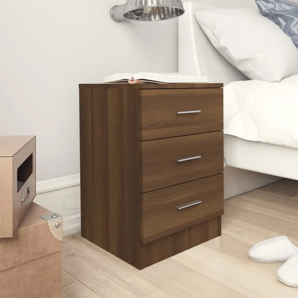 vidaXL Mesa cabeceira 2pcs 38x35x56cm deriv. madeira carvalho castanho
