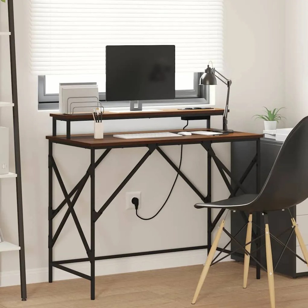 vidaXL Mesa Carvalho Marrom 100 x 50 x 86,5 cm Madeira processada