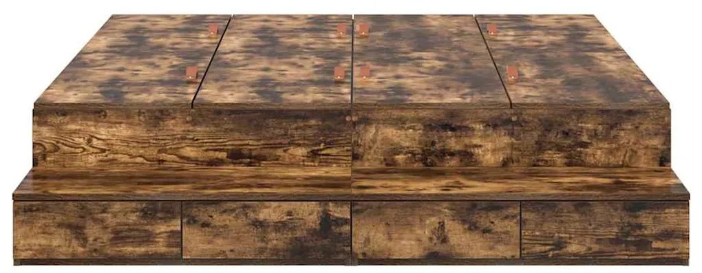 Estrado de Cama com Arrumação em Carvalho Fumado 135x190 cm
