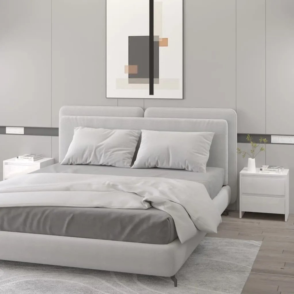 vidaXL Mesa de cabeceira 2 pcs derivados de madeira branco brilhante
