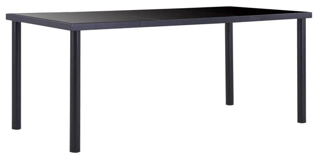 vidaXL Mesa de jantar 180x90x75 cm vidro temperado preto