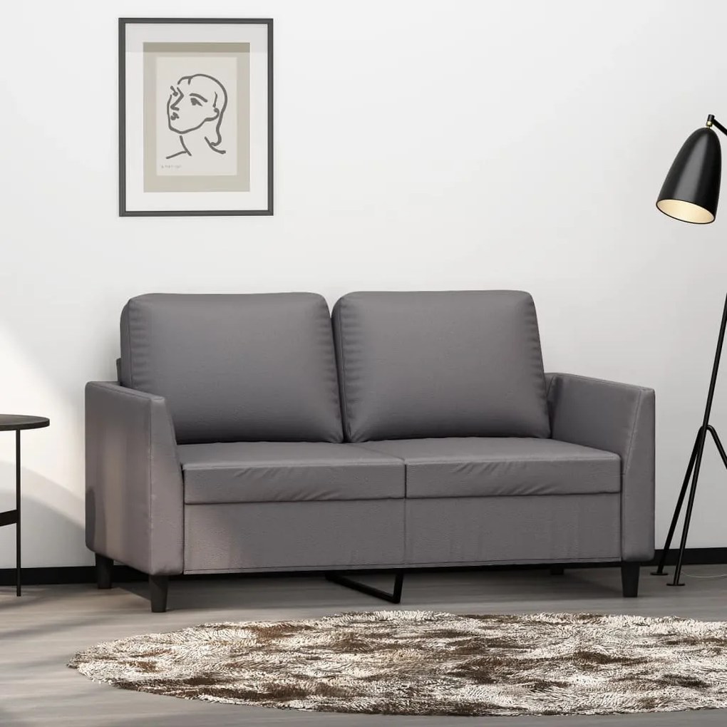 Sofá de 2 lugares 120 cm couro artificial cinza