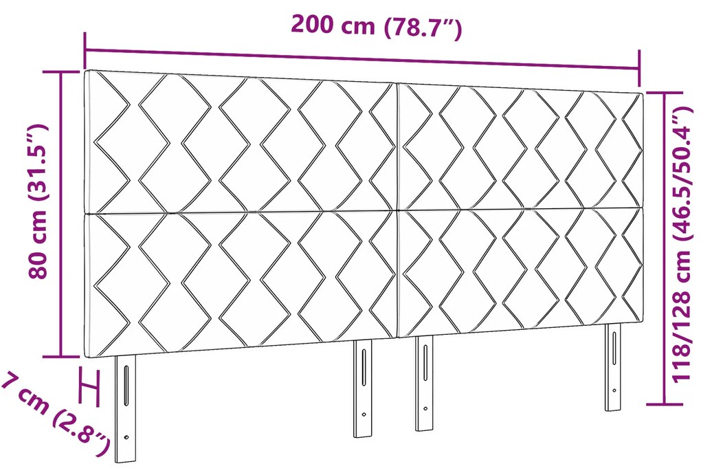 Cabeceira Design de Blocos de Diamante Cinza Escuro 200 cm Veludo