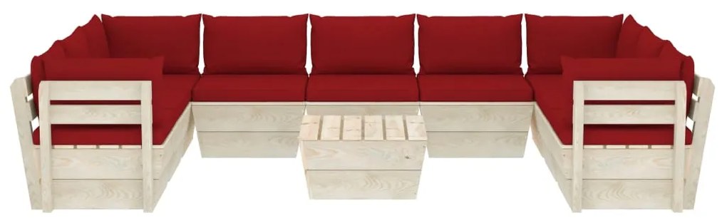 10 pcs conjunto lounge de paletes + almofadões madeira de abeto