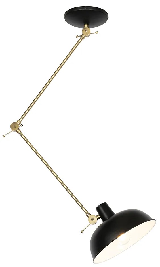 Candeeiro de teto retro preto com bronze - Milou Retro