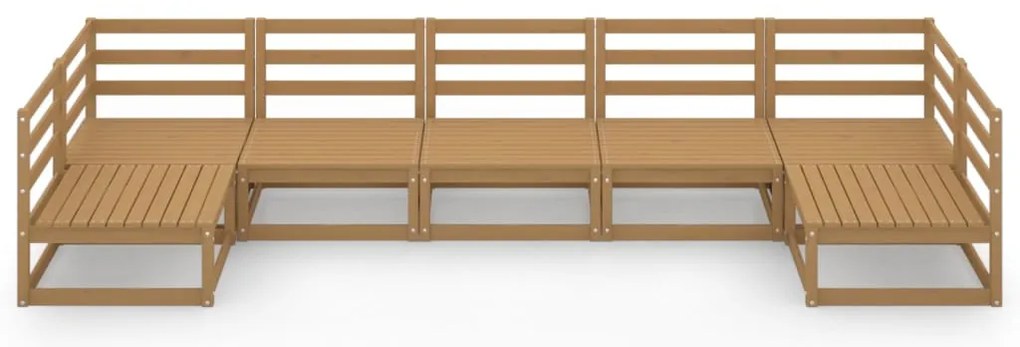 7 pcs conjunto lounge de jardim pinho maciço