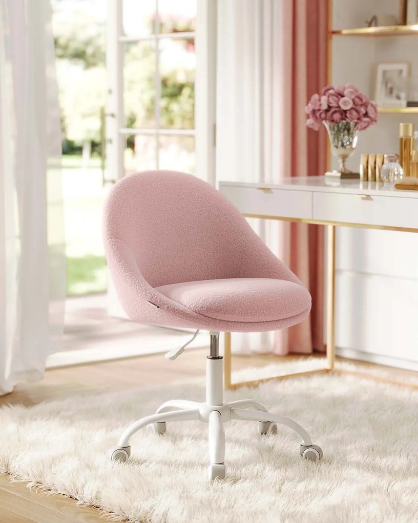Cadeira para escritório em casa em velo 60 x 60 x (80-90) cm rosa pastel
