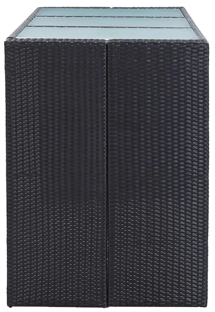 7 pcs conjunto bar para jardim c/ almofadões vime PE preto