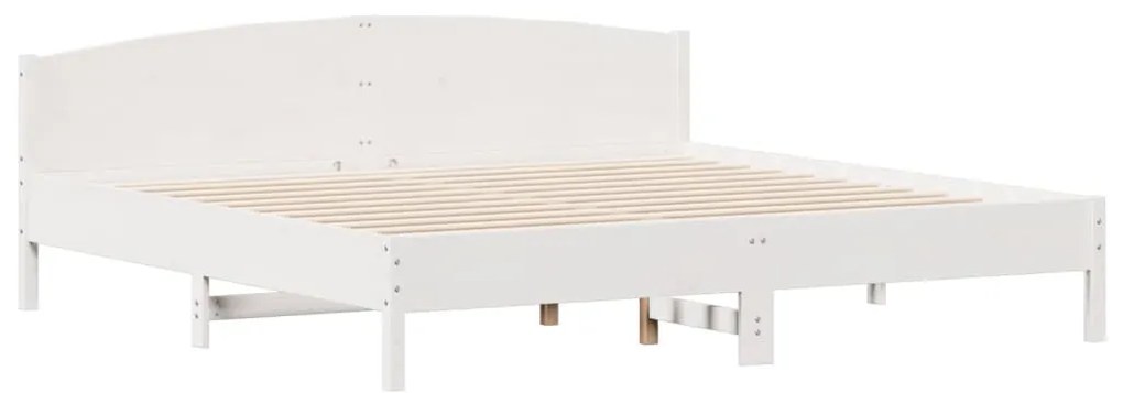 Cama sem colchão 200x200 cm madeira de pinho maciça branco