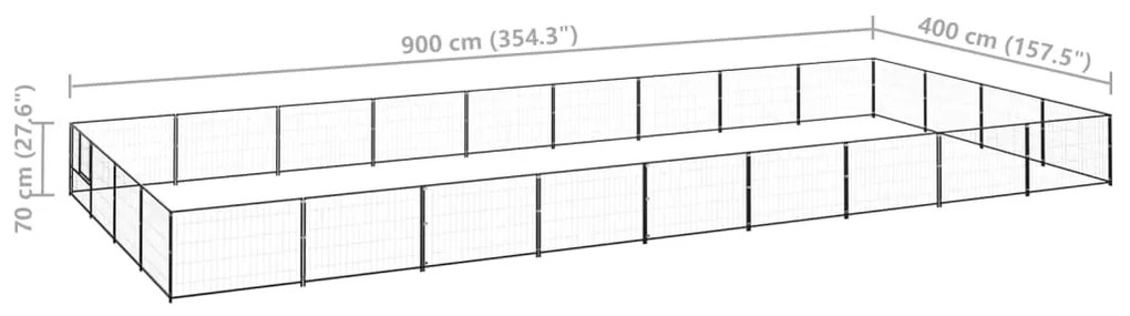 Canil para cães 36 m² aço preto