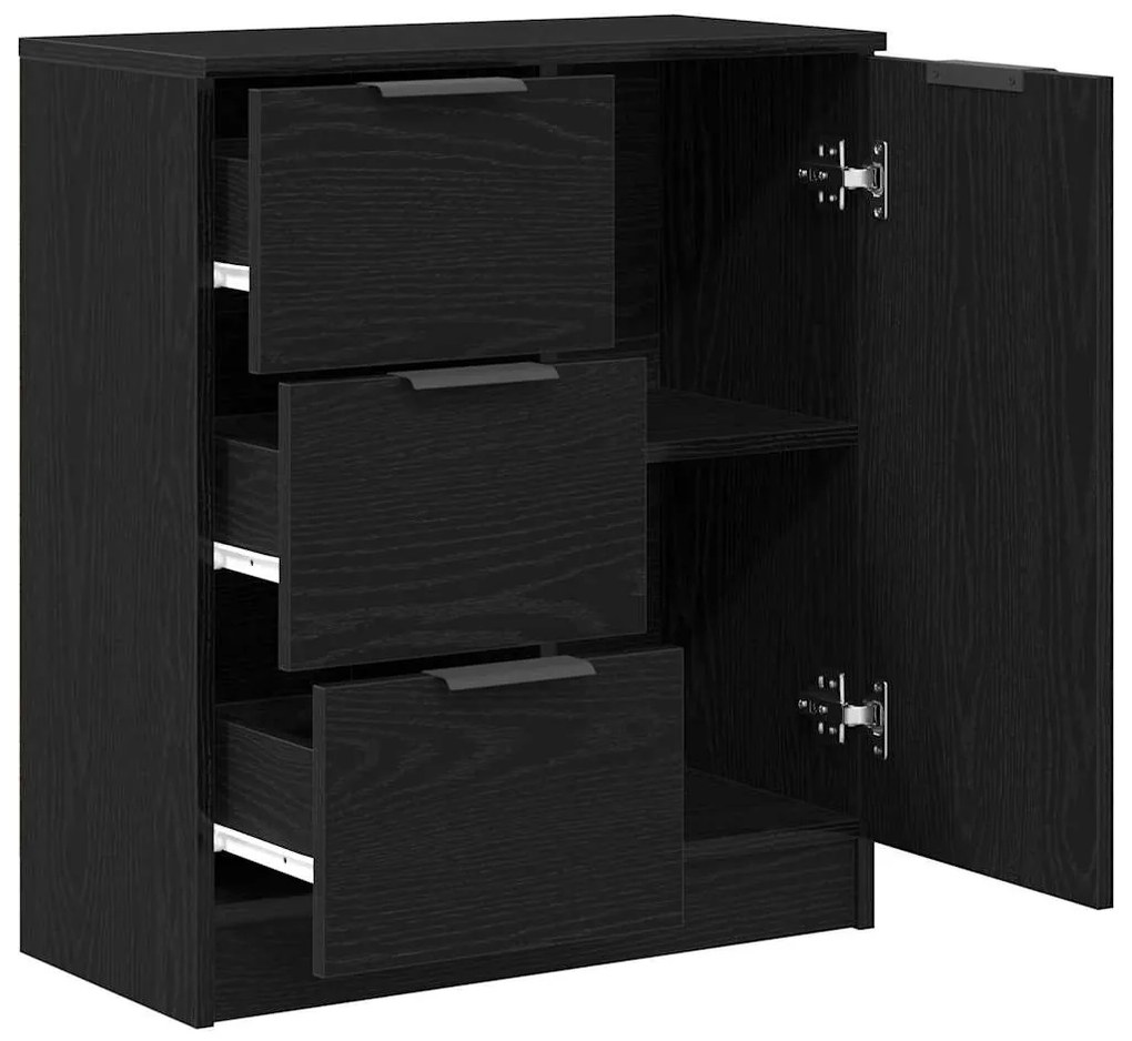 Buffet de Carvalho Preto vidaXL 60x30x70 cm Feito de Madeira Ingenerad