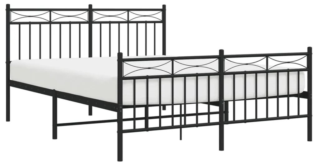 Estrutura de cama com cabeceira e pés 140x190 cm metal preto