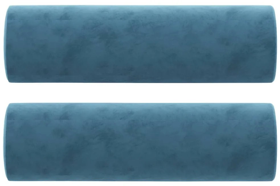 Sofá 3 lugares c/ almofadas decorativas 180 cm veludo azul
