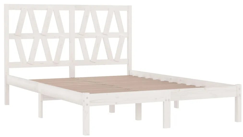 Estrutura de cama pequena casal 120x190 cm pinho maciço branco