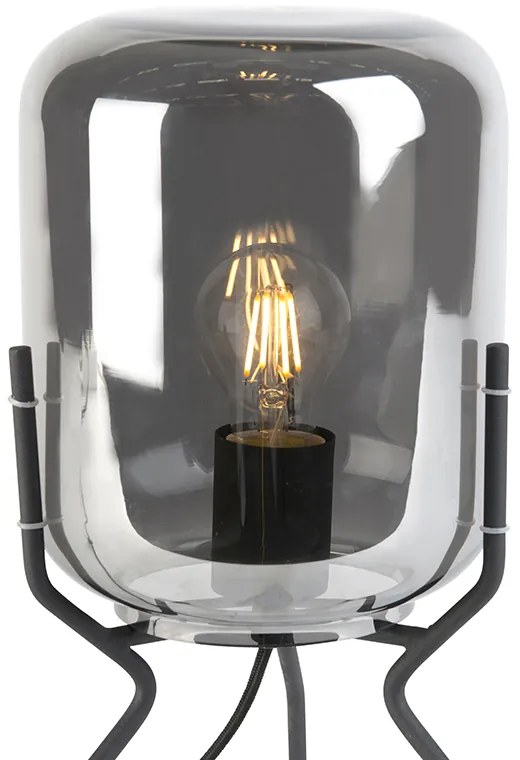 LED Candeeiro de mesa design inteligente preto com vidro fumê incl. wifi A60 - Bliss Design