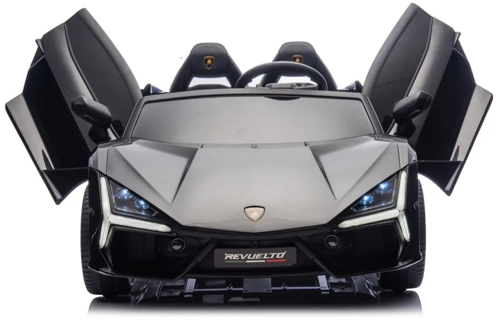 Carro elétrico para Crianças 2 Lugares Lamborghini Revuelto XL STRONG 24V, Rodas AR bombeado, Assento Couro ecológico Preto