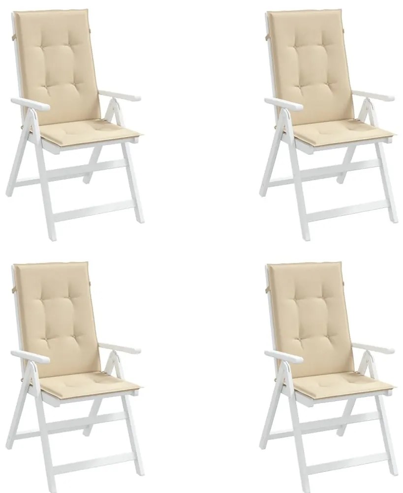 Almofadões para cadeiras altas de jardim 4 pcs tecido bege