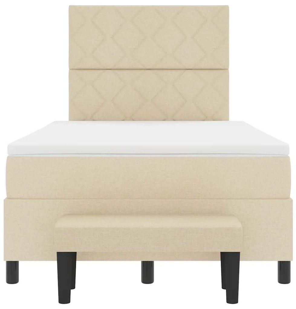 Cama Box com Colchão &amp; Banco Creme 120x200 cm Tecido