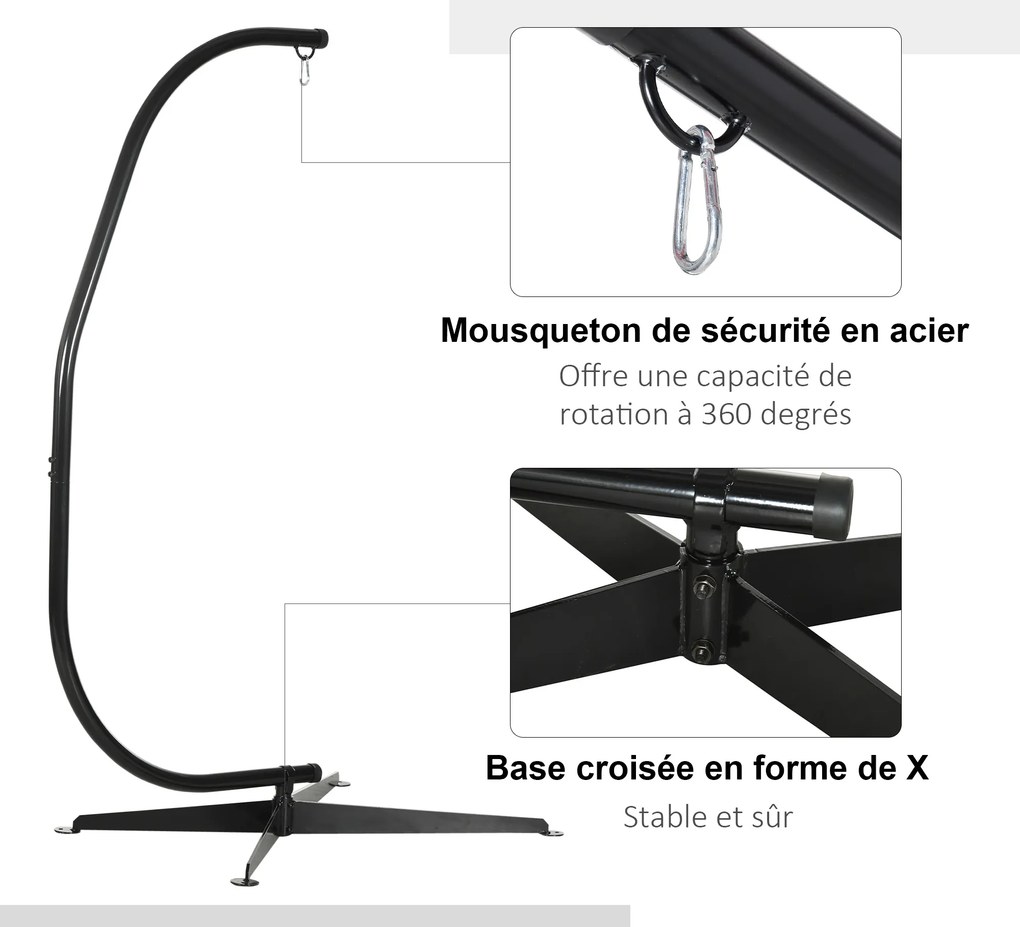 Suporte para cadeira suspensa, suporte para cadeira suspensa (CADEIRA NÃO INCLUIDA) com base em X e mola em forma de laço, capacidade de carga de 120