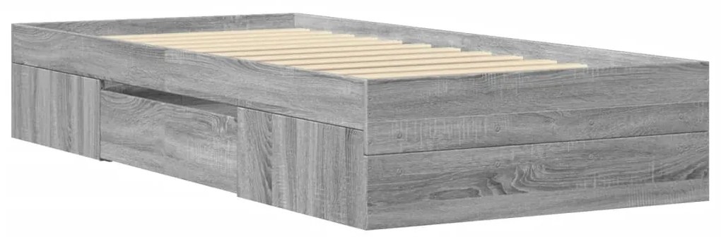 Estrutura cama 100x200 cm derivados de madeira cinzento sonoma