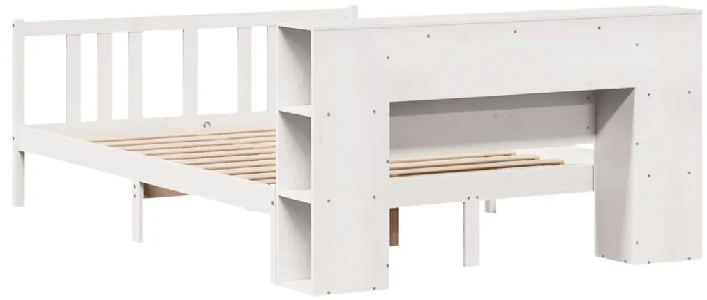 Cama com estante sem colchão 160x200 cm pinho maciço branco
