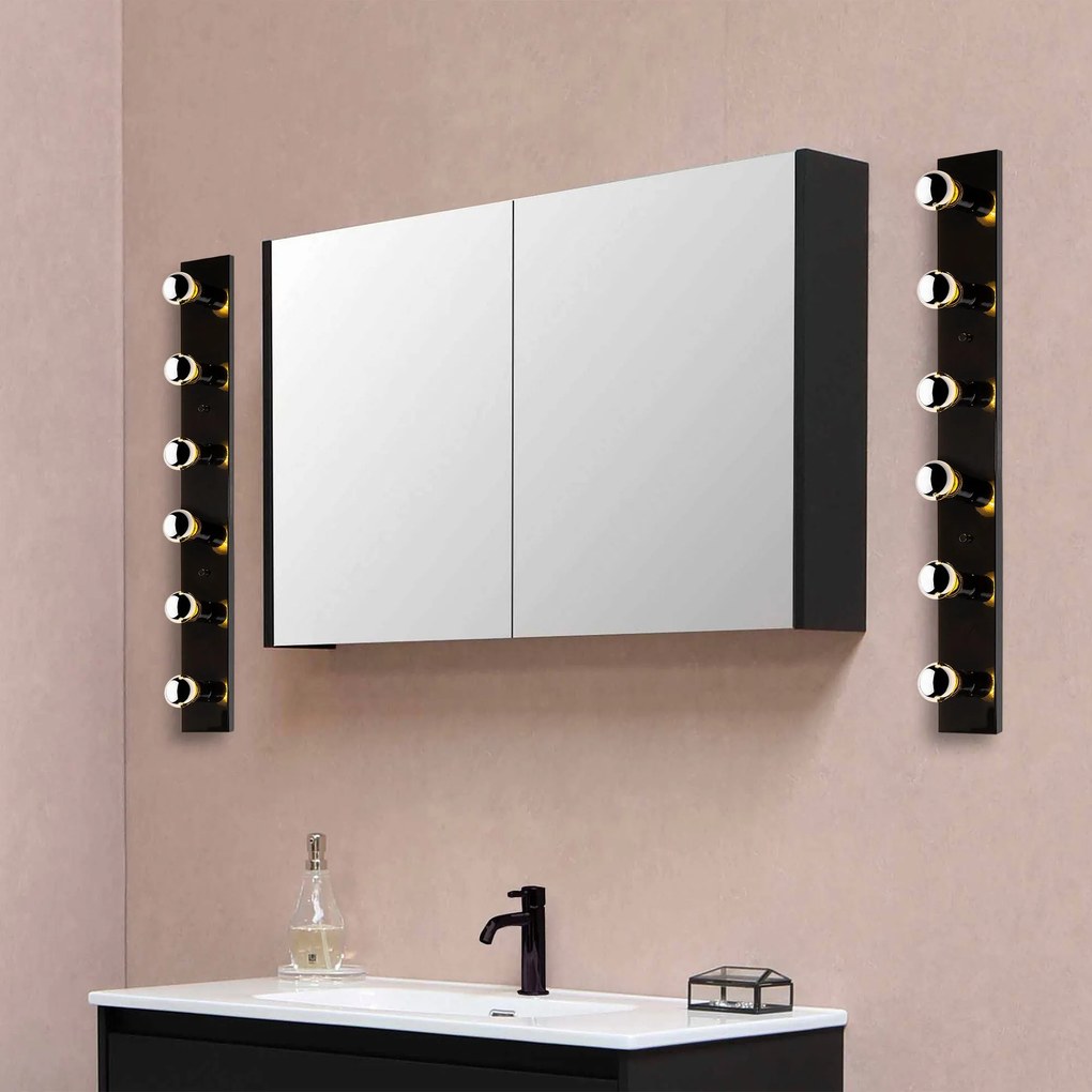 Candeeiro de Parede Mirro – Preto e Dourado – 10 x 10 x 91 cm