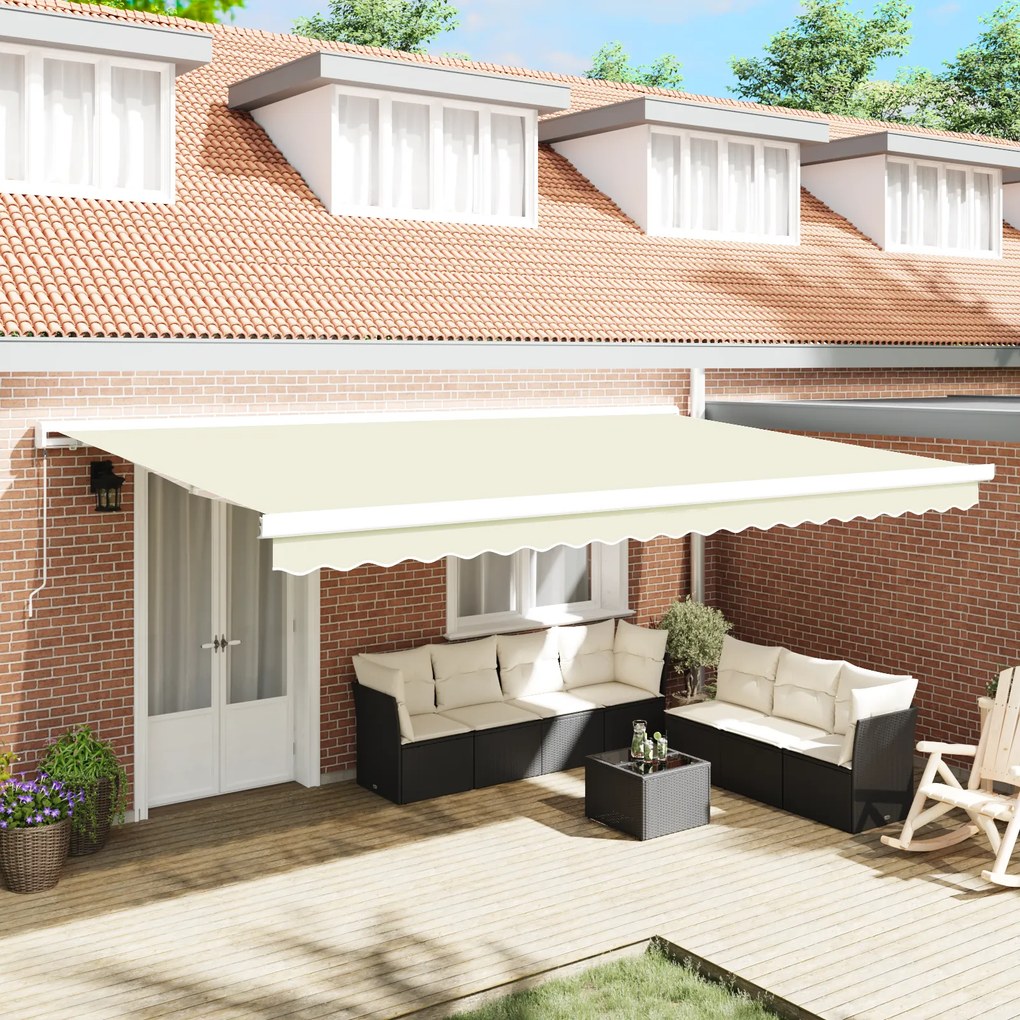 vidaXL Toldo Retrátil Manual Creme 500x300 cm