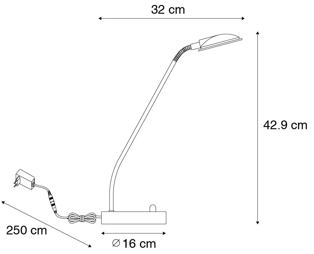 Candeeiro de mesa moderno em aço com LED - Eva Moderno