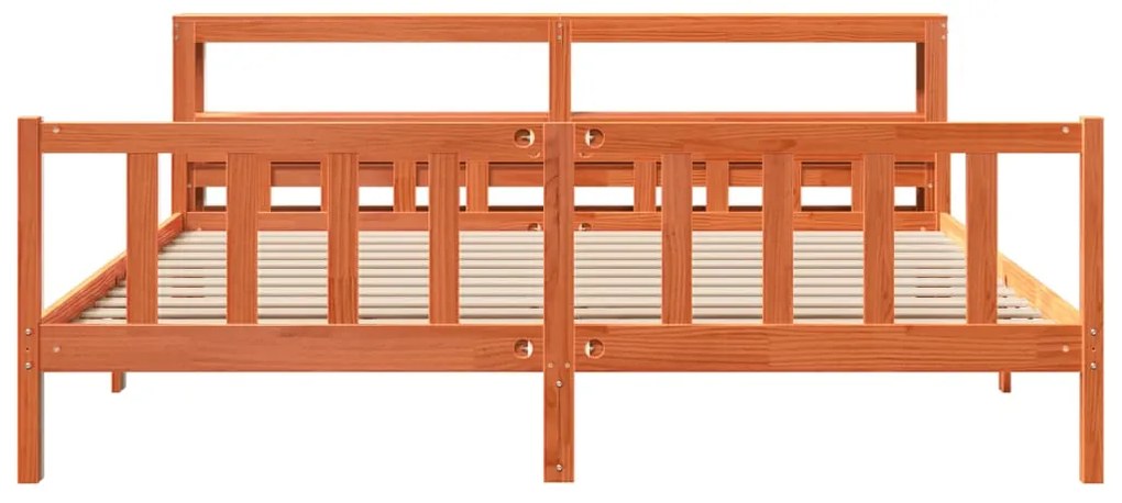 Estrutura cama c/ cabeceira 180x200cm pinho maciço castanho-mel