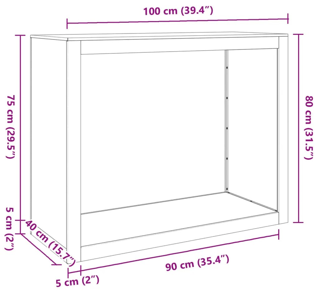 Suporte para lenha 100x40x80 cm aço branco