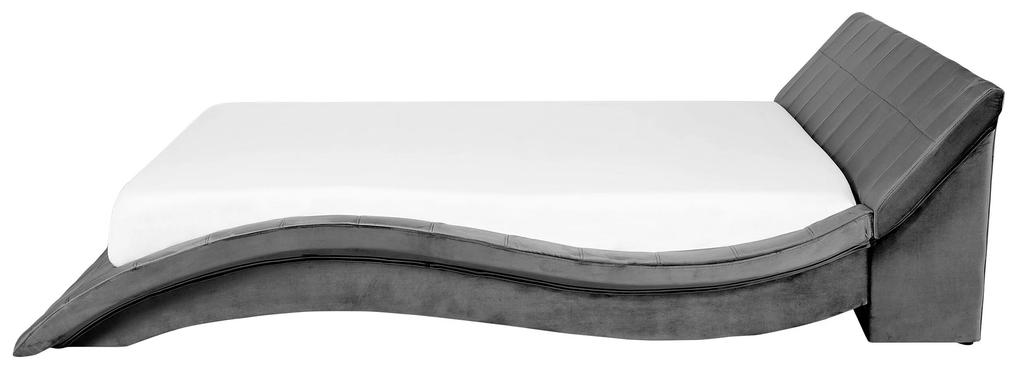 Cama de casal de água em veludo cinzento 180 x 200 cm VICHY Beliani
