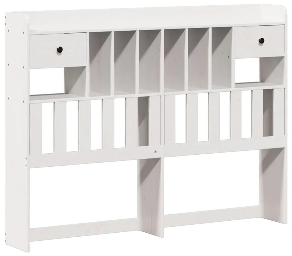 Cama com estante sem colchão 140x190 cm pinho maciço branco