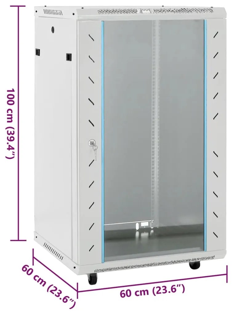 Armário bastidor 15U 19" IP20 60x60x100 cm cinzento