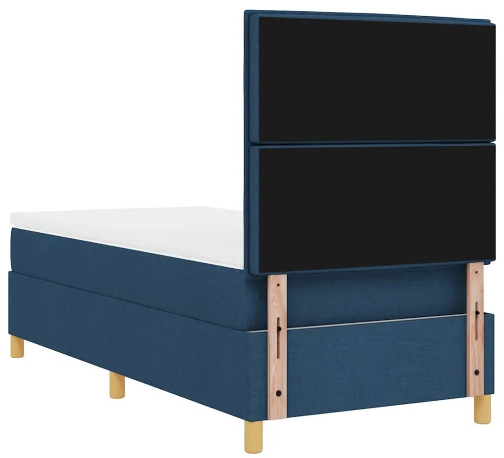 Cama Box com Colchão e LED Azul 90x200 cm Tecido
