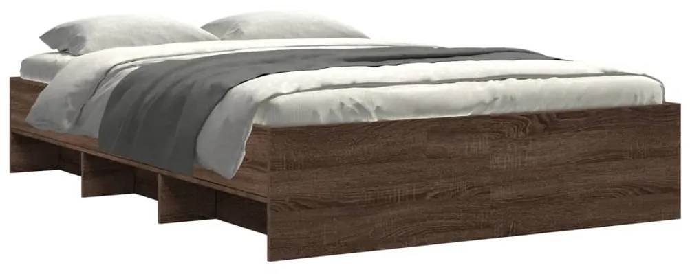 Estrutura de cama 135x190cm derivados madeira carvalho castanho