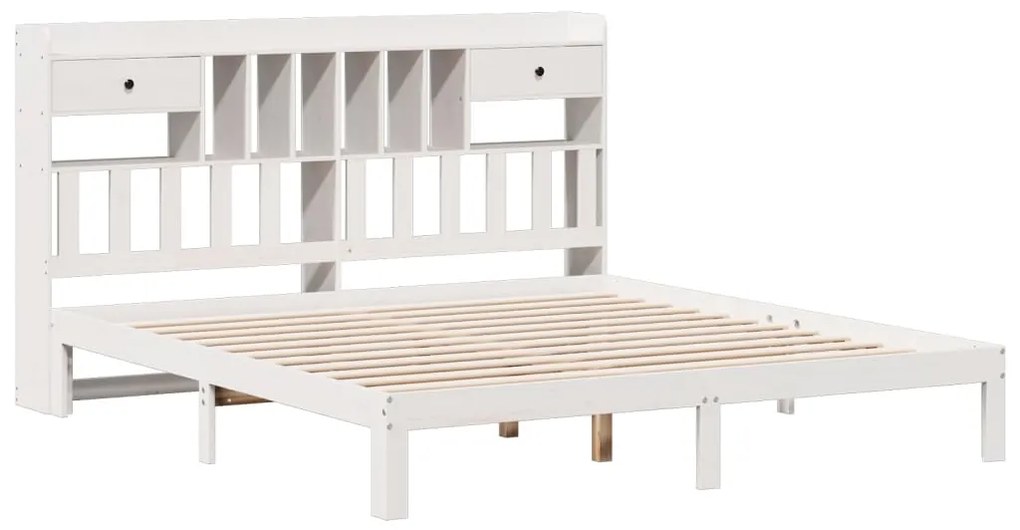 Cama com estante sem colchão 180x200 cm pinho maciço branco