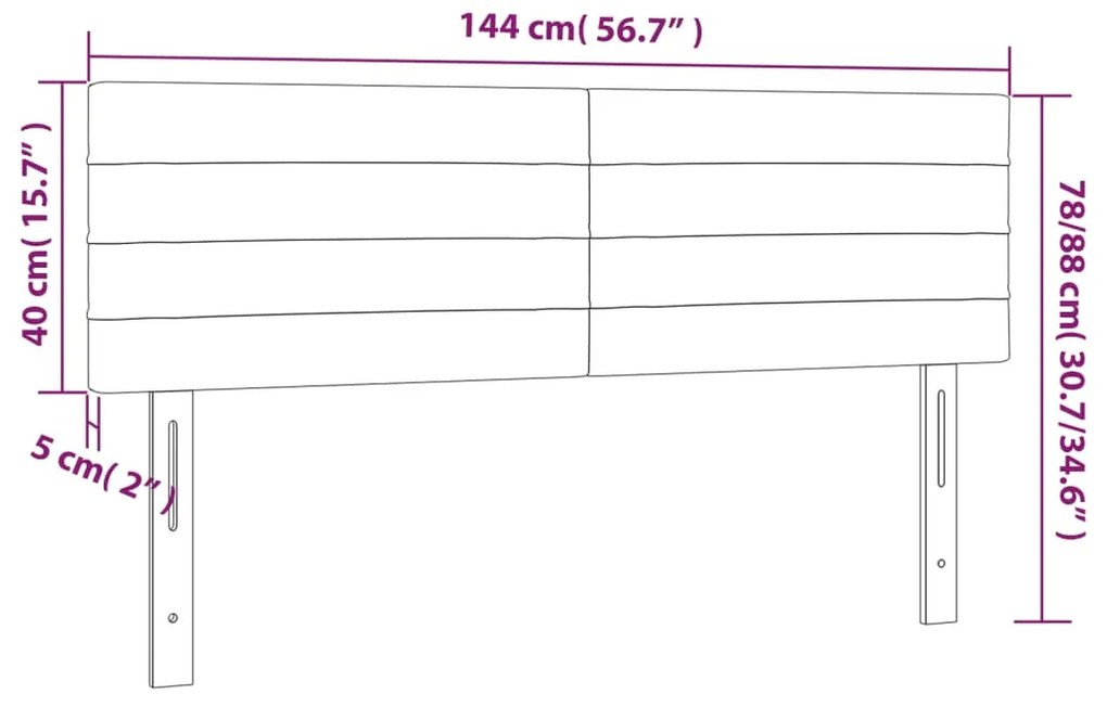 Cabeceira de cama 2 pcs tecido 72x5x78/88 cm cinzento-escuro