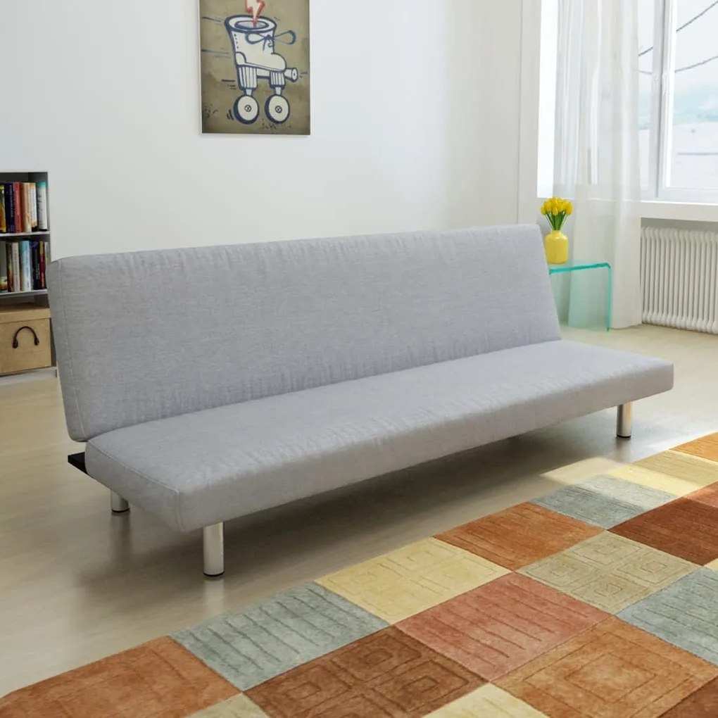 vidaXL Sofá-cama poliéster cinzento claro