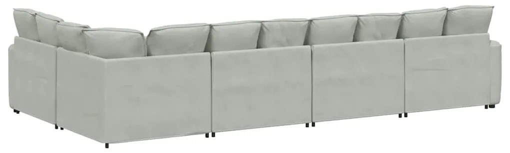 Sofá modular com almofadas veludo cinzento-claro