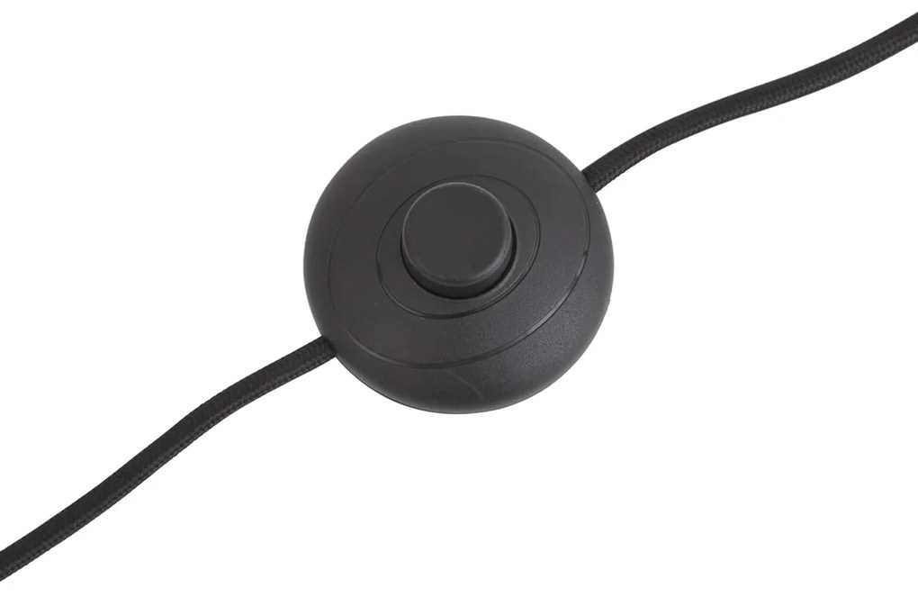 Candeeiro de pé de design preto com vidro fumado - Ana