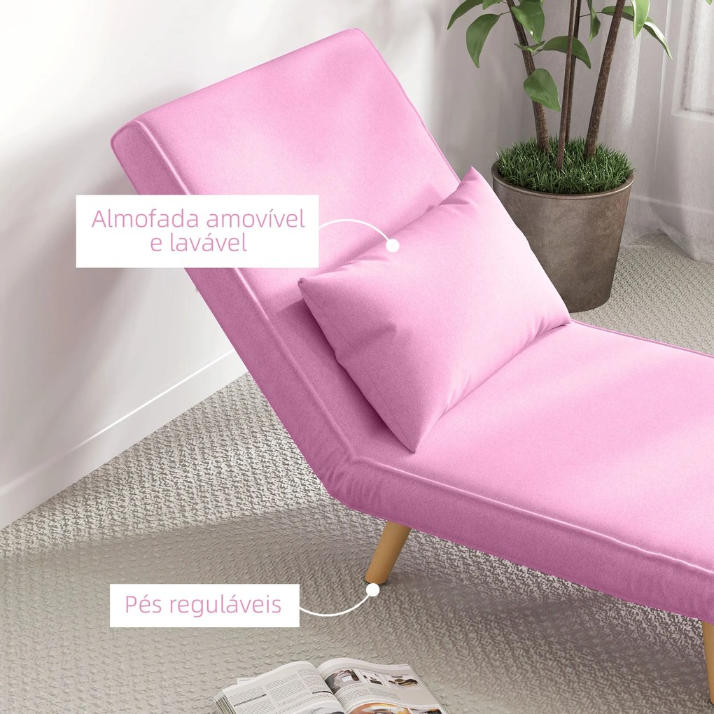 Sofá Cama Individual Sofá Cama Estofado em Linho com Encosto Ajustável
