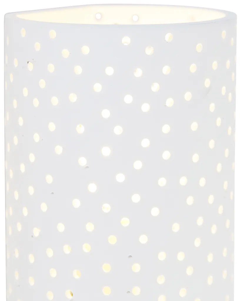 Candeeiro de parede vintage branco em gesso em forma de cilindro - Mahou Retro