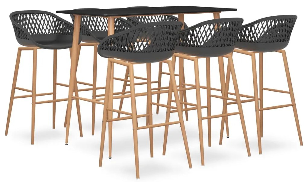 vidaXL 7 pcs conjunto de bar preto e cinzento
