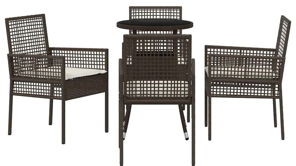 Conjunto de Jantar 5 Peças Jardim Castanho Polirattan
