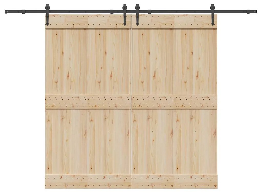Kit de ferragens para porta deslizante 305 cm aço preto