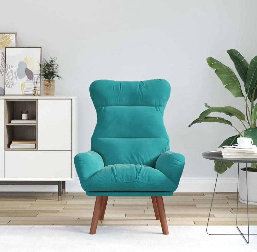Poltrona Relaxante de Veludo Turquesa