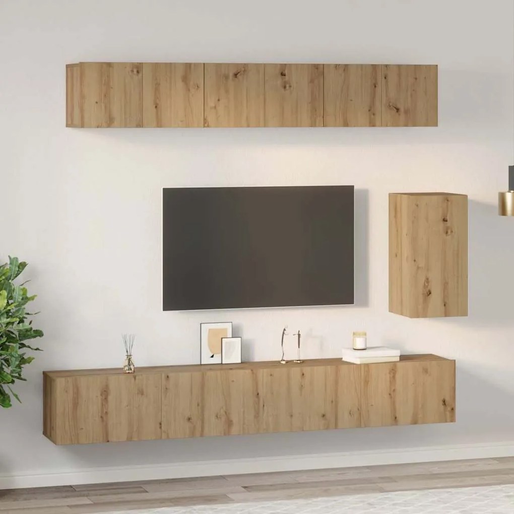 Conjunto de móvel de TV 6 pcs carvalho artisiano Médio